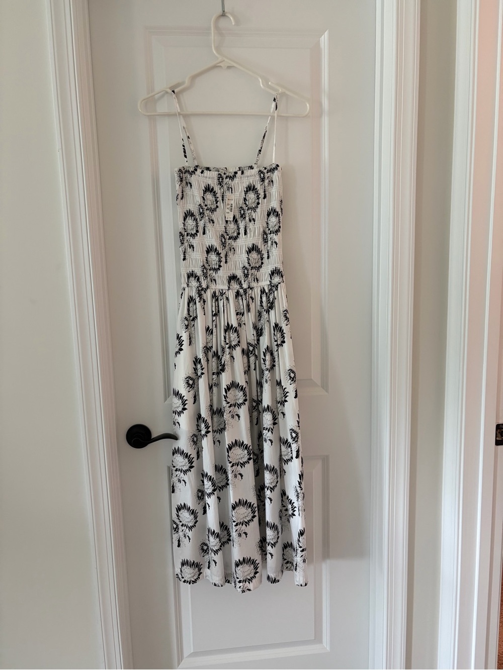 Madewell Black and White Floral Smocked Maxi Dress
